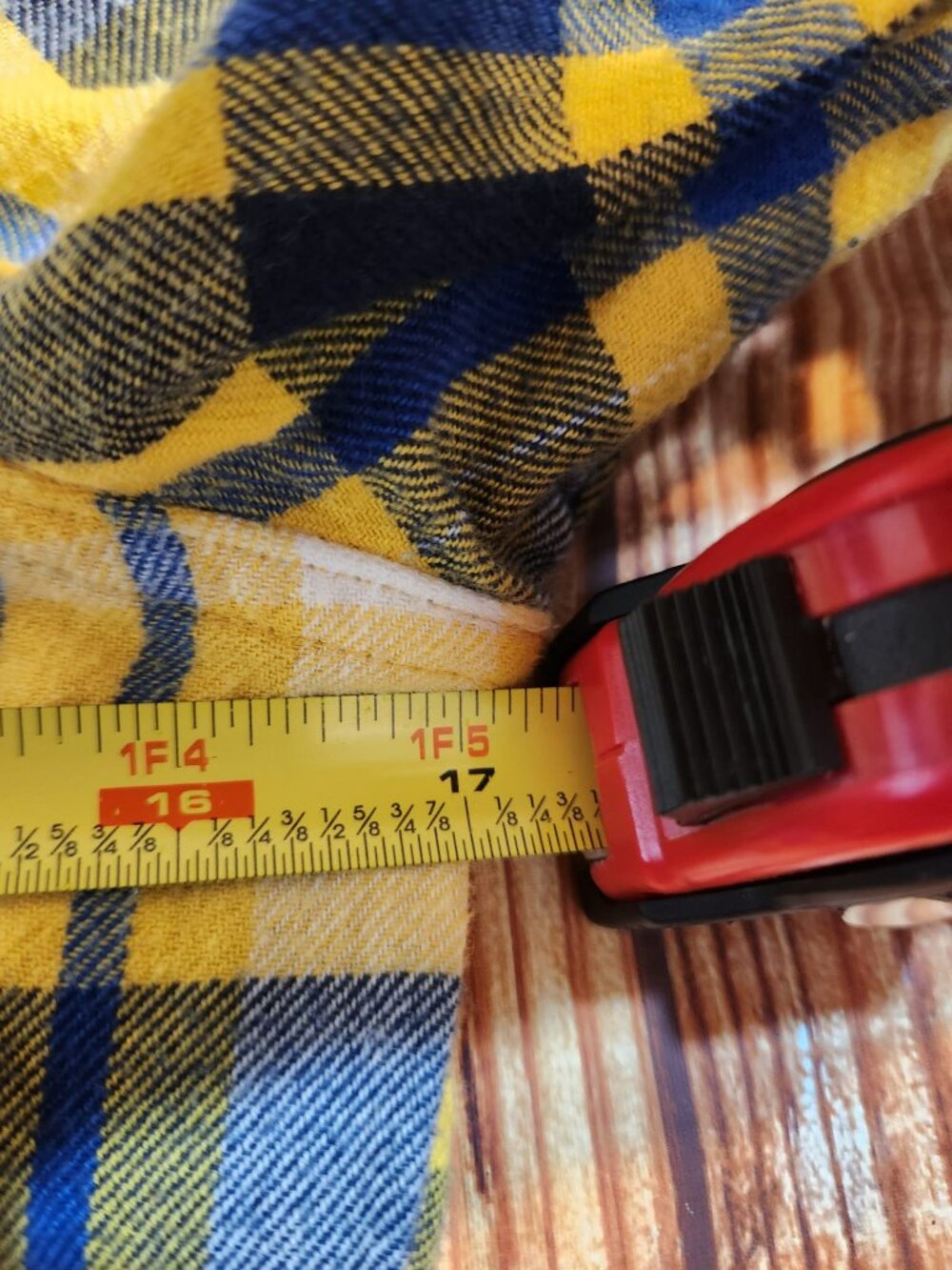 Mossimo Juniors Large Yellow Blue Plaid Flannel Shirt Western Pearl Snap Cowgirl - Picture 6 of 7